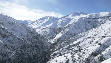 road to farellones, place of skiing and snowboarding, country of chile