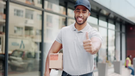 Delivery-man,-smile-and-thumbs-up-for-success