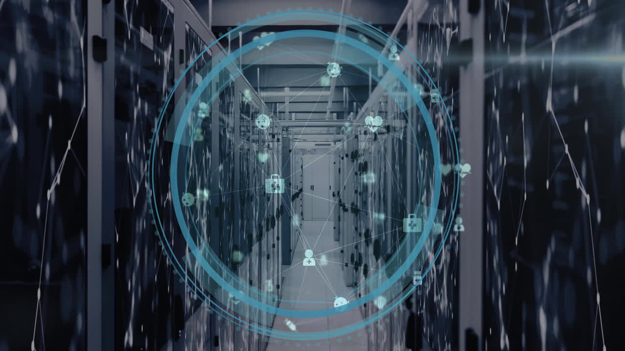 animación del alcance y procesamiento de datos a través de servidores informáticos