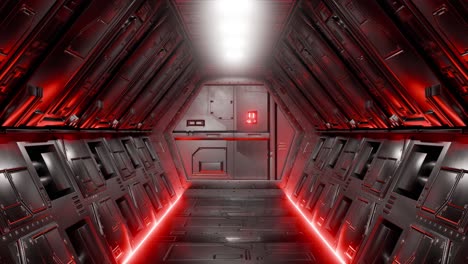 a futuristic spacecraft door with neon lights, animation loop