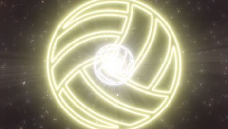 voleibol deporte forma contorno brillo luces de neón portal del túnel brilla - 4k sin costuras vj bucle movimiento animación de fondo