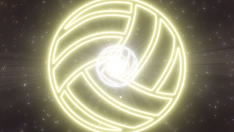 volleyball sport shape outline glow neon lights tunnel portal shines - 4k seamless vj loop motion background animation