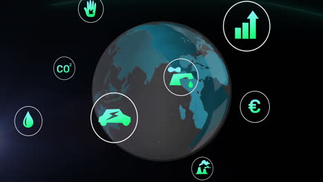 Animation-of-network-of-eco-icons-over-globe