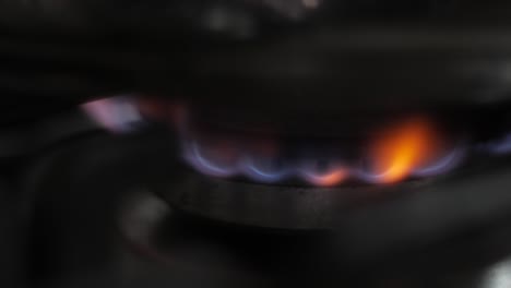 gás stove burner on flames