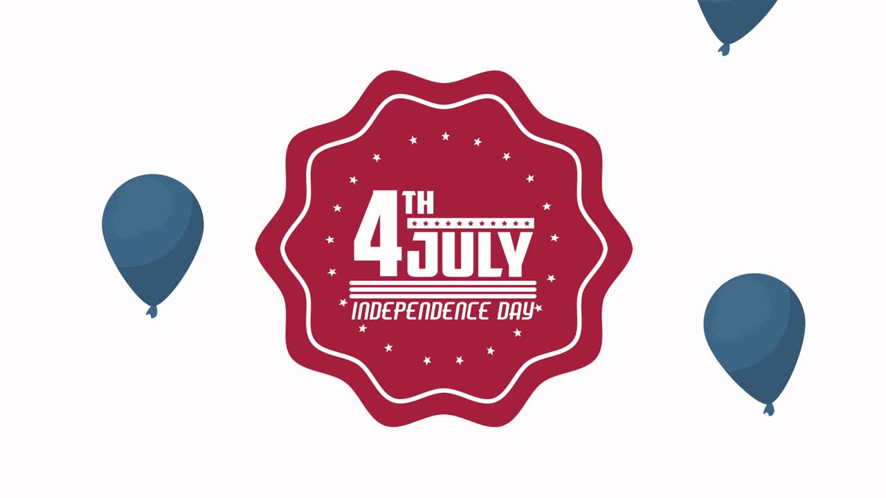 sello de celebración del día de la independencia de los estados unidos con globos de helio