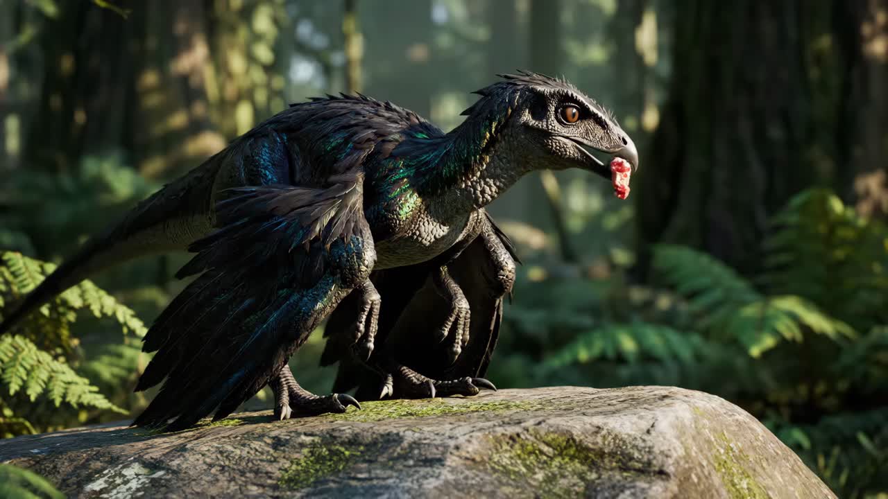 Feathered Dinosaur in a Forest