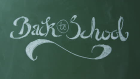 back to school, handwritten on chalkboard, pulls into focus, shot on r3d