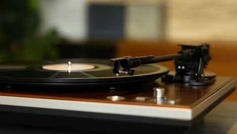 a vintage record player with a vinyl record
