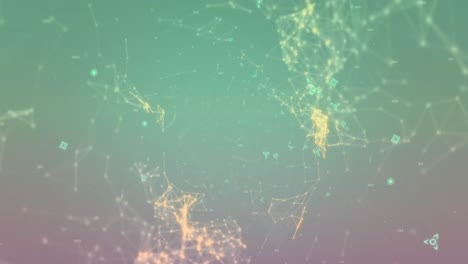 animación de puntos conectados con líneas que forman una forma geométrica contra un fondo azul