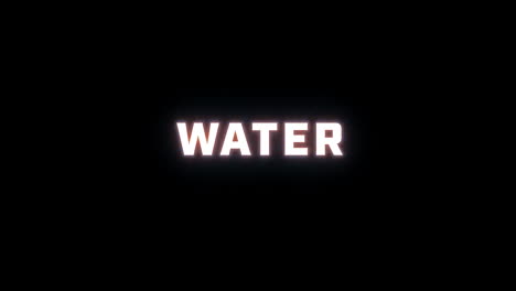 4k text reveal of the word "water" on a black background