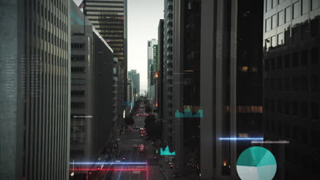 signal beams and smart data between buildings in a city - 3d graphics animation