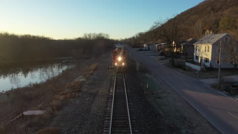 sunrise train in a small town