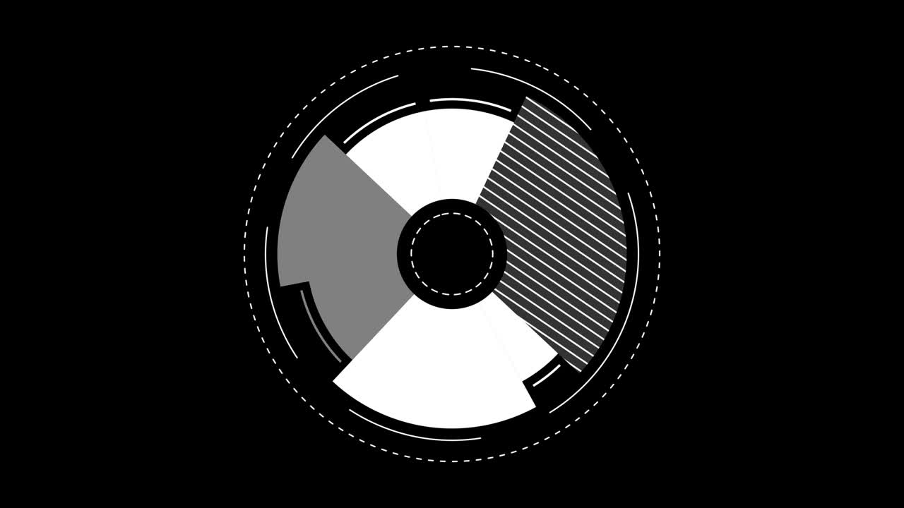 알파 채널에서 애니메이션으로 표시된 장식적인 파이 차트입니다.