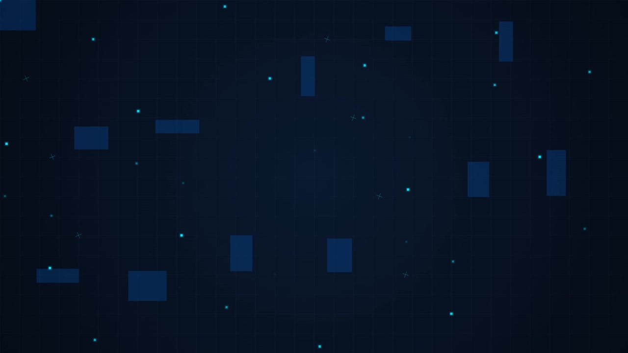 Abstract Digital Background with Floating Blue Rectangles and Particles