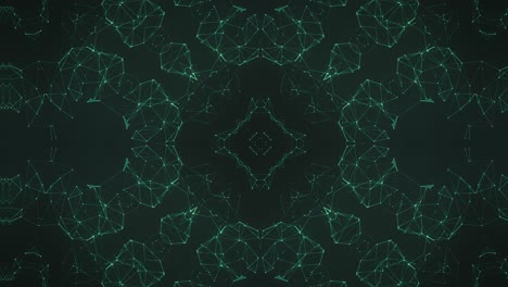 Patrones-De-Mandala-Circulares-Geométricos-Fractales-Verdes,-Continuos,-En-Expansión,-Multiplicando