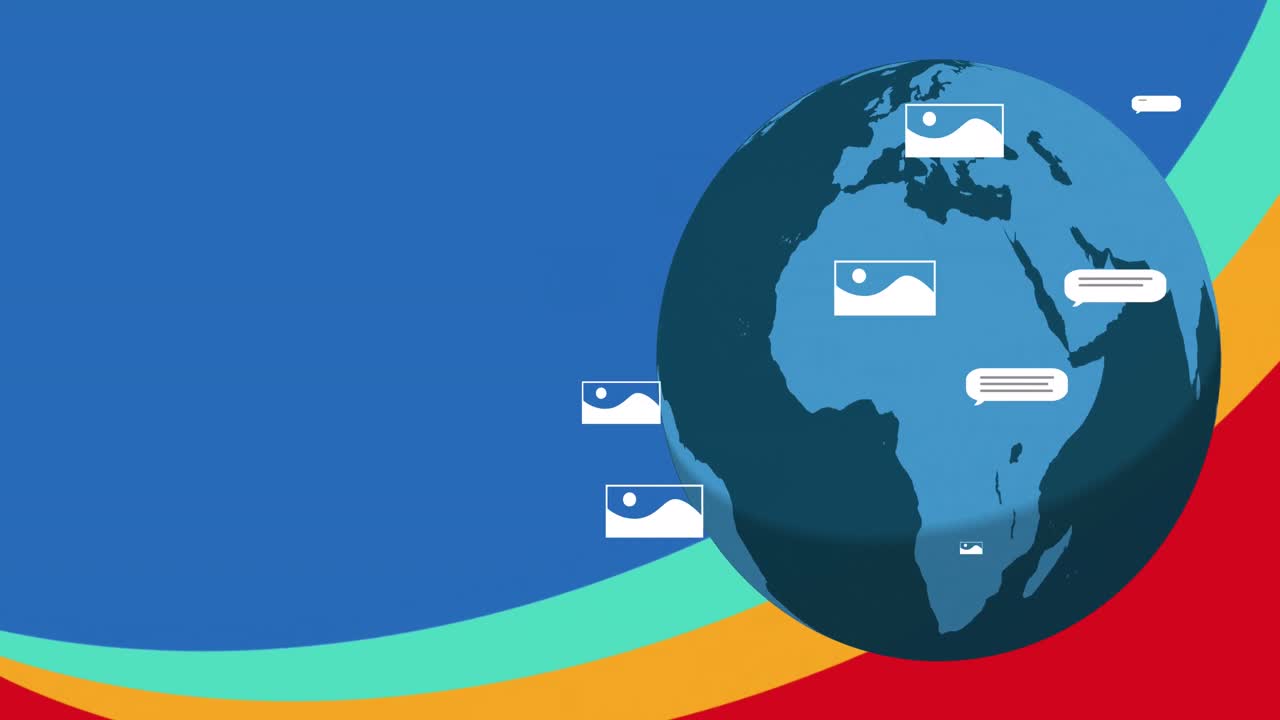 animación de texto de inteligencia artificial y procesamiento de datos en todo el mundo