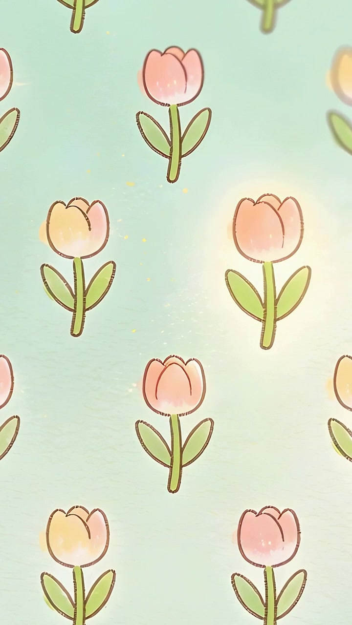 Vertical video: Shifting motifs causing center tulip pulsing to draw focus on teal with gold sparks