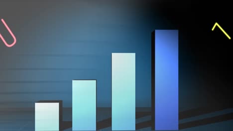 Animation-Sich-ändernder-Zahlen-Und-Buchstaben-über-Einem-Balkendiagramm-Vor-Abstraktem-Hintergrund