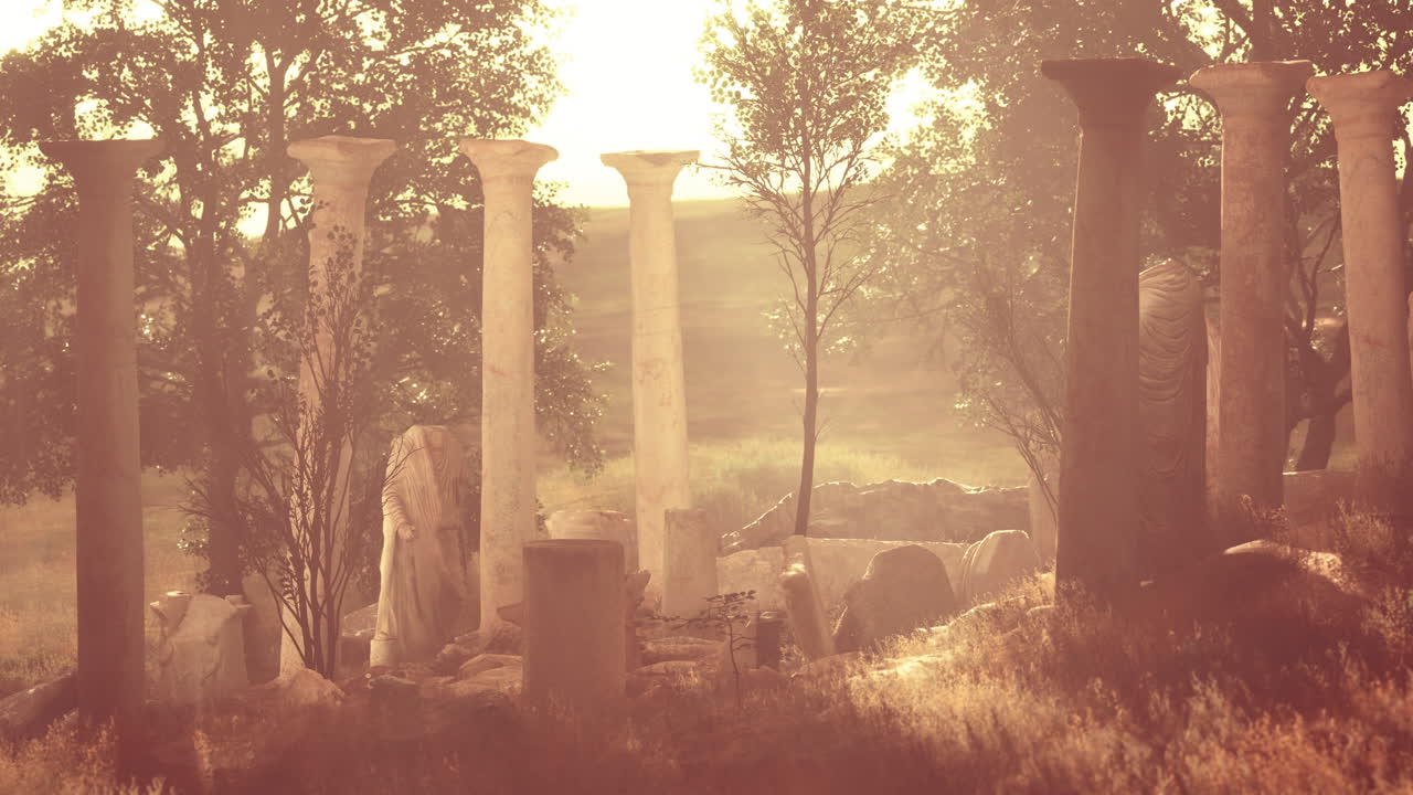 antiguas ruinas romanas con estatuas rotas