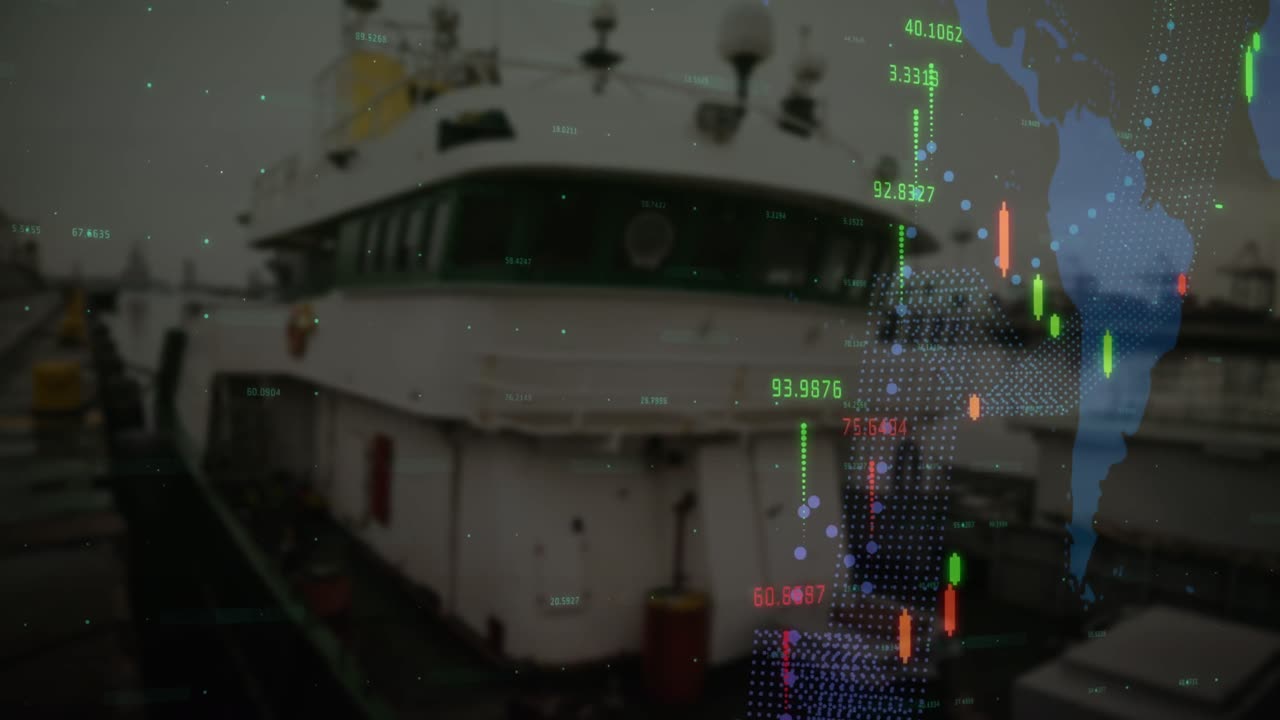 항구에 있는 선박에 대한 세계 지도에 대한 통계 데이터 처리