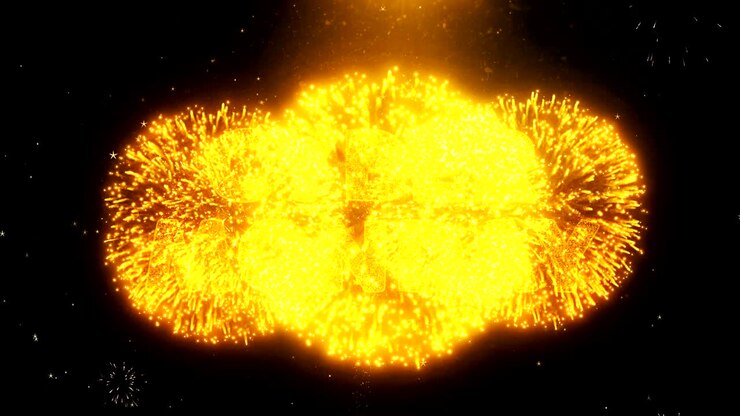 Cyber Monday Text on Firework Display Explosion Particles.