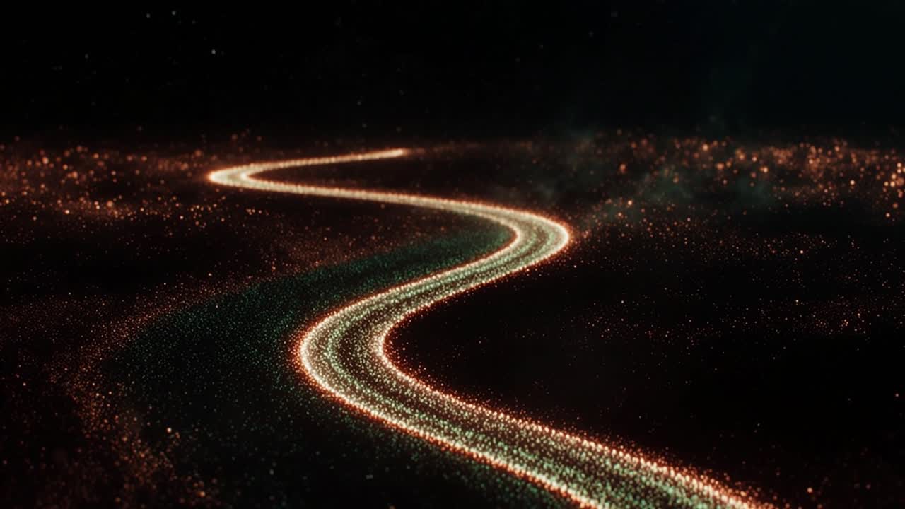 Futuristic Winding Path of Shimmering Particles
