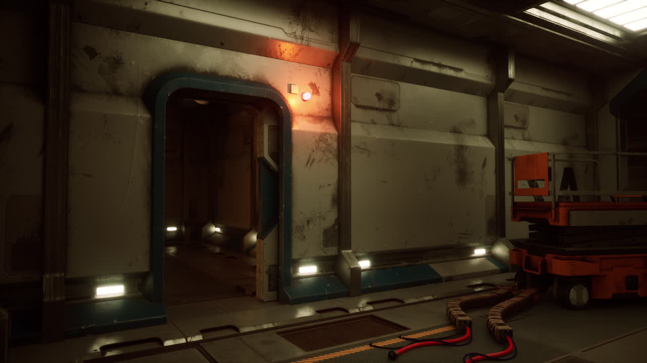 corredor de la nave espacial - interior de ciencia ficción