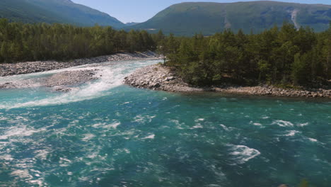 Ride-Along-A-Beautiful-Mountain-River-And-Forest-In-Norway-View-From-A-Car-Window