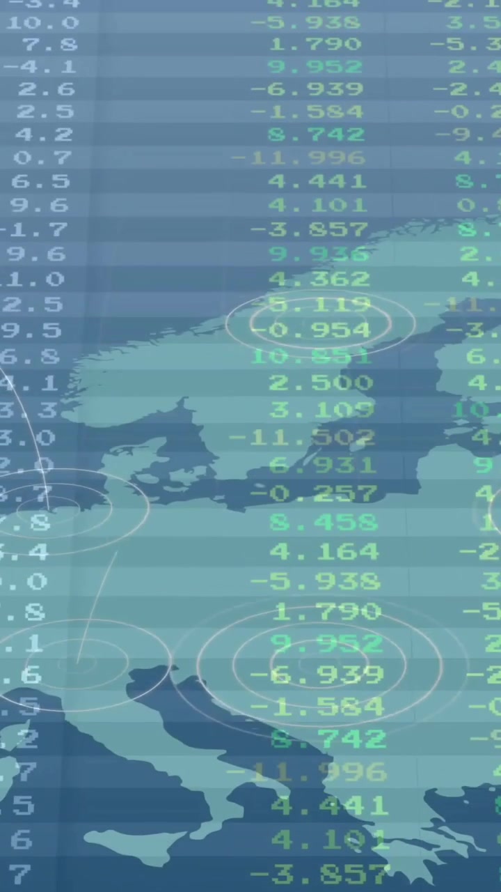 Animation of financial data processing over world map