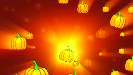 beautiful pumpkin slowly moving from bright glow on the brown background. 3d loop animation.