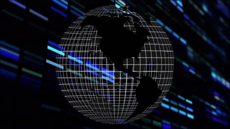 animación del globo sobre rayas azules parpadeantes
