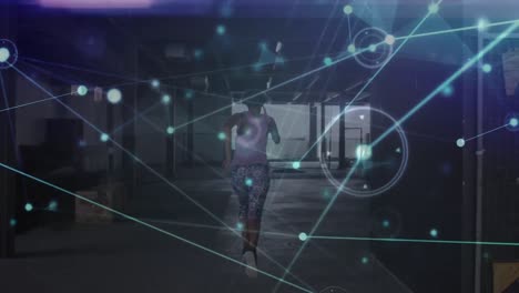 Composite-video-of-abstract-networking-and-connecting-the-dots-with-athlete-running-in-background