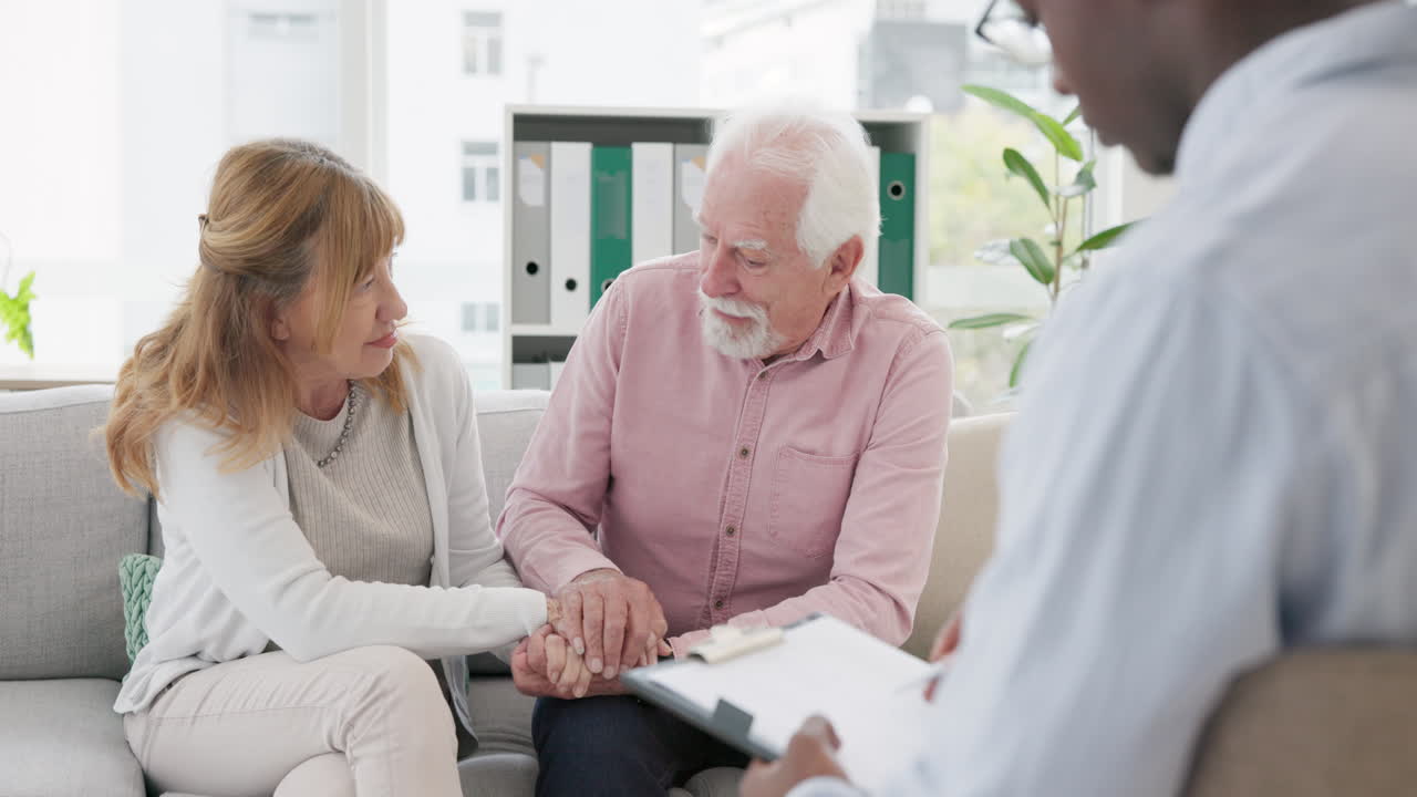 Counseling, support and senior couple