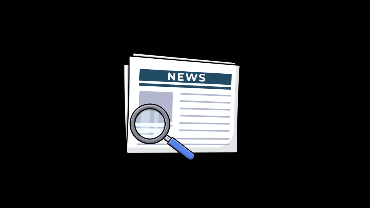 Animated Magnifying Glass Scanning a Newspaper Article