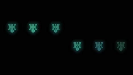 Pulsing-neon-green-Japan-symbols-pattern-in-rows-1