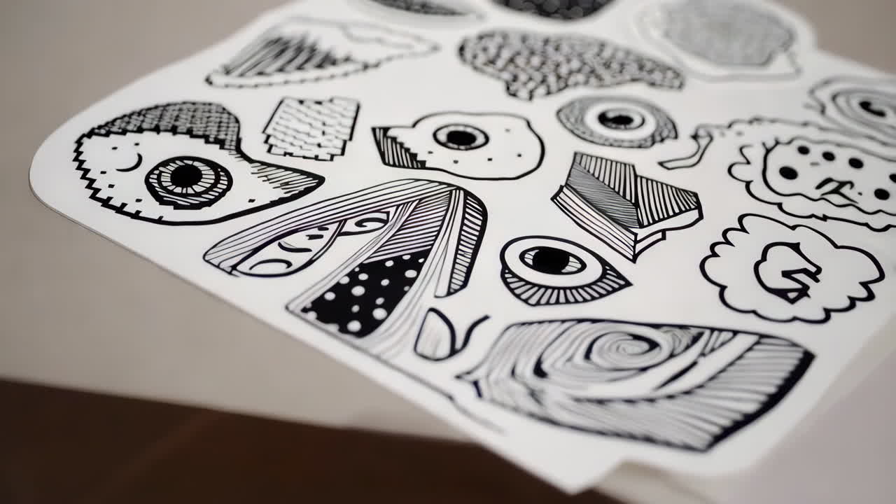 Collection of Abstract Black and White Doodles and Illustrations