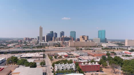 establishing drone shot of fort worth, texas