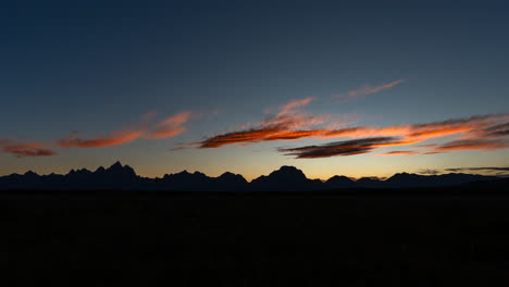 sunset over mountain range with changing sky and clouds