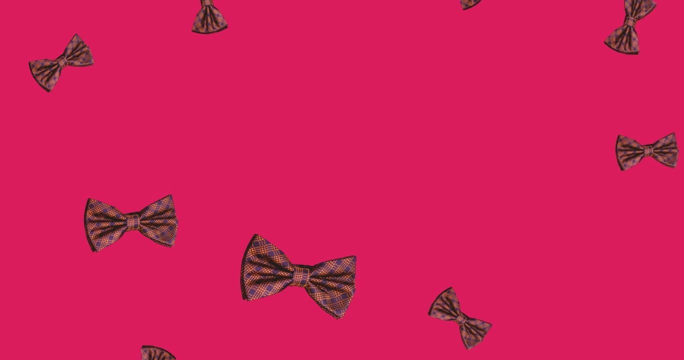 Animazione di papillon che cadono su sfondo rosa