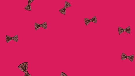 Animation-of-bow-ties-falling-over-pink-background