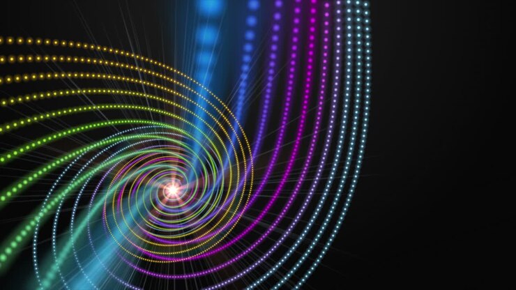 Futuristisk animation med partikelstribet objekt og lys i slowmotion, 4096x2304 loop 4K