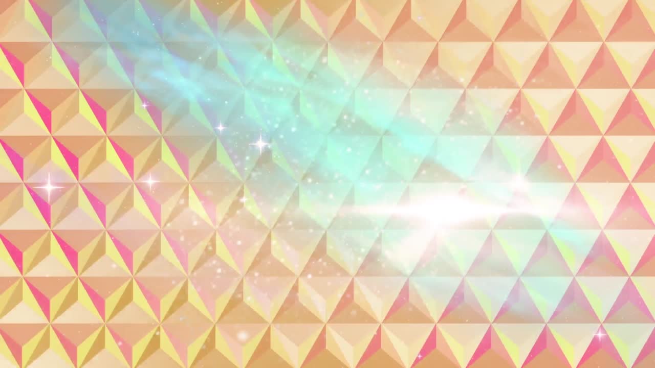 공간에서 빛나는 별을 배경으로 노란색 배경에 추상적인 3d 모양의 디지털 애니메이션