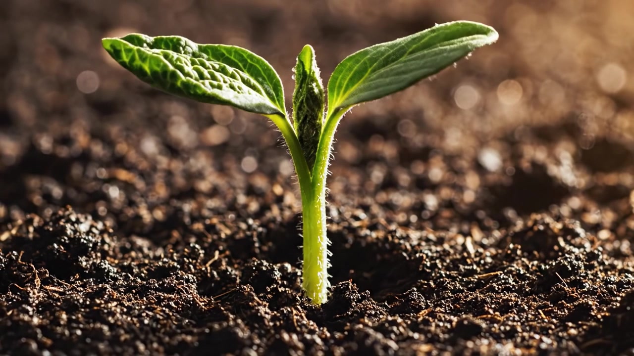 Dal terreno al germoglio: il viaggio della crescita catturato in due fotogrammi, mostrando la trasformazione dalla terra ricca alla vita vegetale emergente