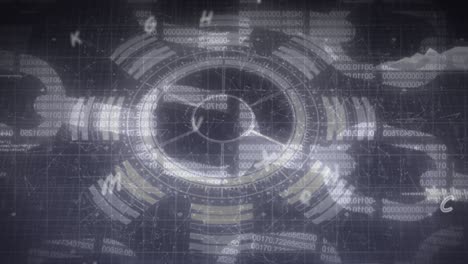 animación de letras flotantes sobre el procesamiento de datos científicos en fondo negro