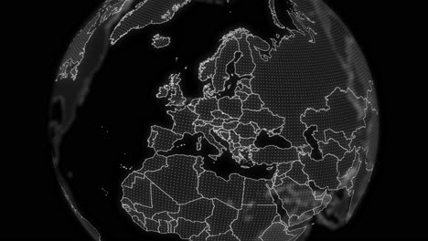 slovania país alpha para editar tecnología de análisis de datos globo giratorio, video cinematográfico muestra un globo digital giratorio, acercando el zoom en slovanie país alfa para editar plantilla