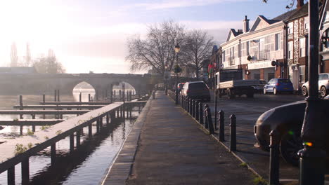 misty morning over river thames in henley