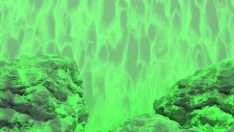 a electric green energy between rocks background