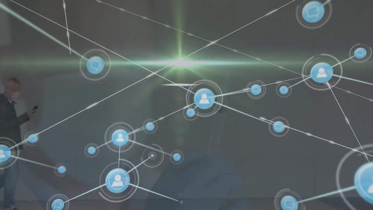 백인 남성 의사와 사업가에 대한 연결 네트워크의 애니메이션