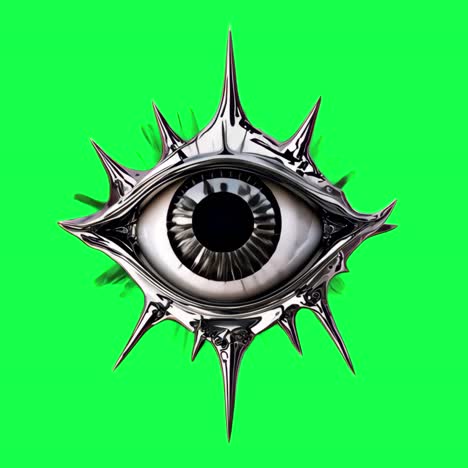 futuristic metallic eye design animation, transparent 4k video, green screen