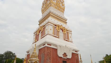 Footage-of-Wat-Phra-That-Phanom,-Famous-Buddhist-Temple,-Landmark-of-Nakhon-Panom-Province,-Thailand